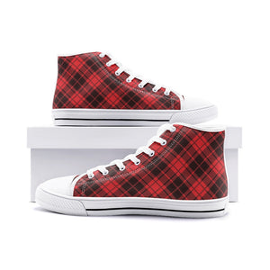 Red Tartan High Top Canvas Shoes