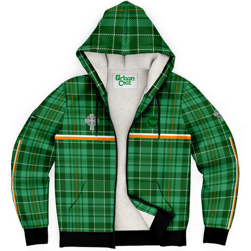 Green Tartan Saoirse Fleece Zip Hoodie - Urban Celt