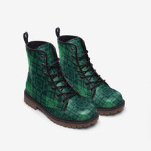 Load image into Gallery viewer, Green Tartan Style Vegan Leather Boots
