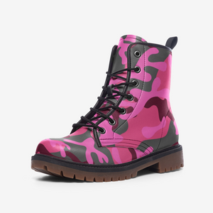 Pink Camo Vegan Leather Boots