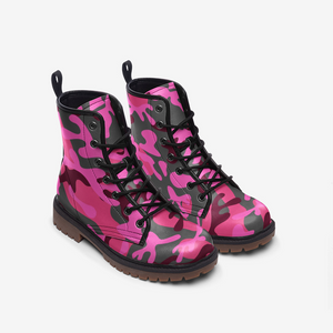 Pink Camo Vegan Leather Boots