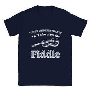 Never Underestimate a Guy On Fiddle T-shirt